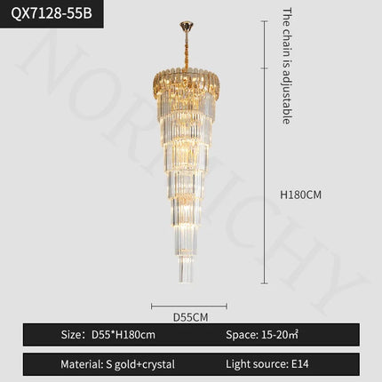 Lustre suspension LED moderne en cristal pour hall et escalier