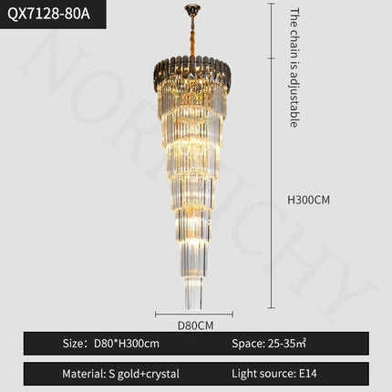 Lustre suspension LED moderne en cristal pour hall et escalier