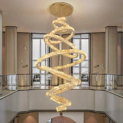 Lustre suspendu moderne en cristal, éclairage LED à lumière chaude, design élégant pour salon et escalier