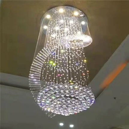 Lustre moderne en cristal spirale LED pour escalier et salon
