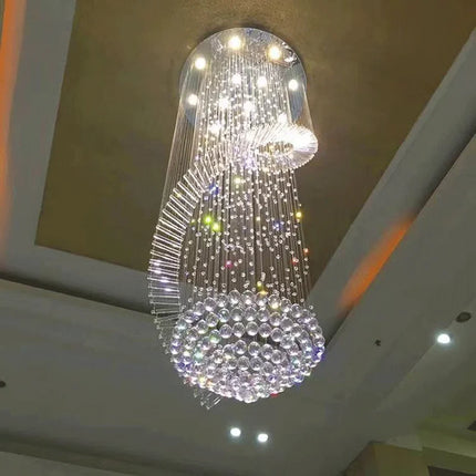 Lustre moderne en cristal spirale LED pour escalier et salon