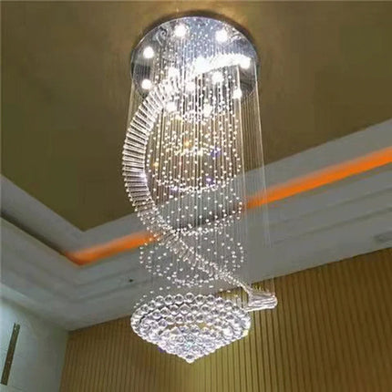 Lustre moderne en cristal spirale LED pour escalier et salon