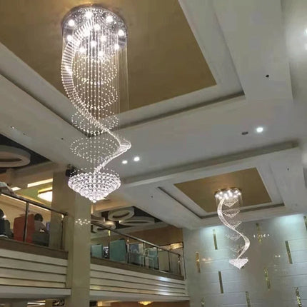 Lustre moderne en cristal spirale LED pour escalier et salon