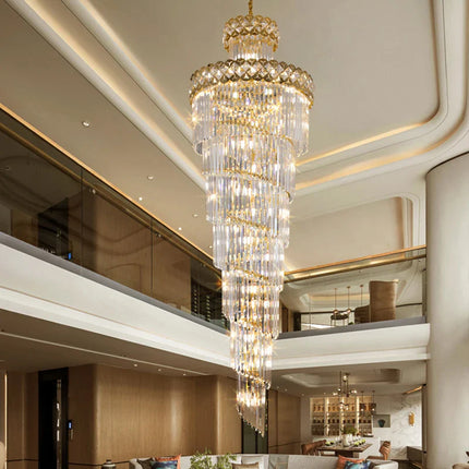 Lustre suspendu moderne en cristal pour hall et salon design rotatif