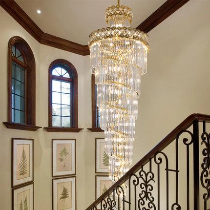 Lustre suspendu moderne en cristal pour hall et salon design rotatif