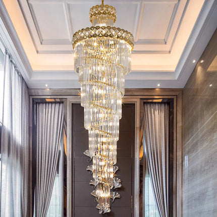 Lustre suspendu moderne en cristal pour hall et salon design rotatif