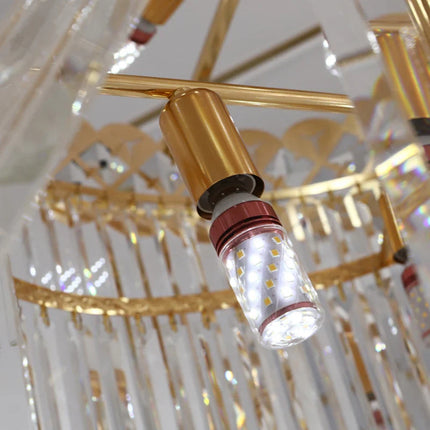 Lustre suspendu moderne en cristal pour hall et salon design rotatif