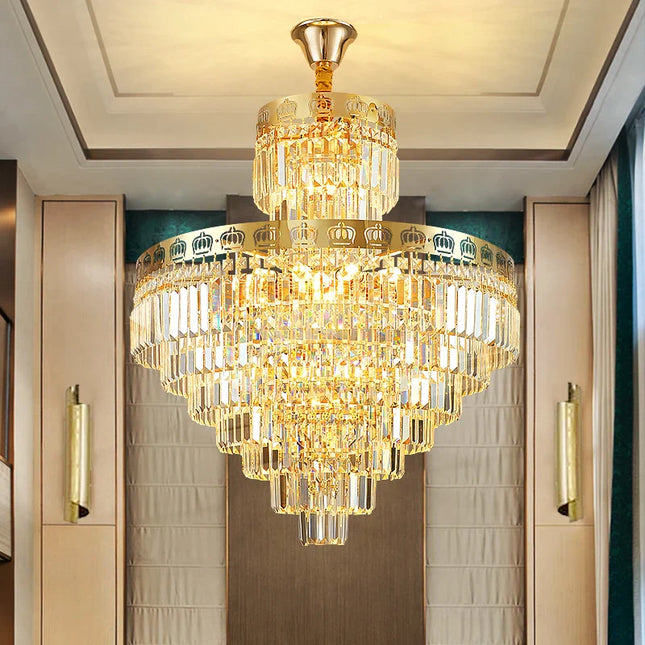 Lustre moderne en cristal LED pour salon et hall d’escalier en colimaçon