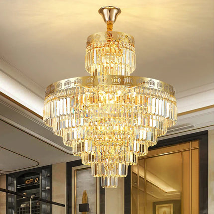 Lustre moderne en cristal LED pour salon et hall d’escalier en colimaçon