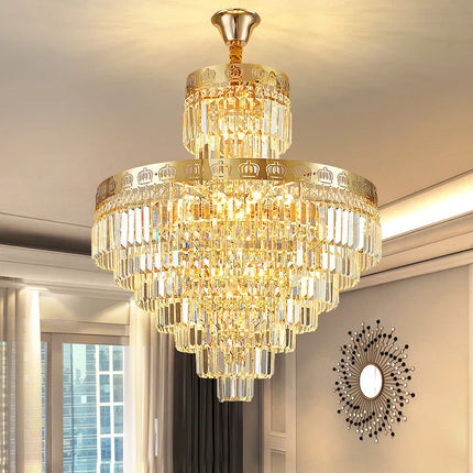 Lustre moderne en cristal LED pour salon et hall d’escalier en colimaçon