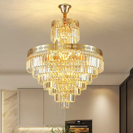 Lustre moderne en cristal LED pour salon et hall d’escalier en colimaçon
