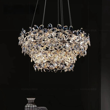 Lustre en cristal K9 de luxe, design moderne, lampe de plafond pour villa et salon