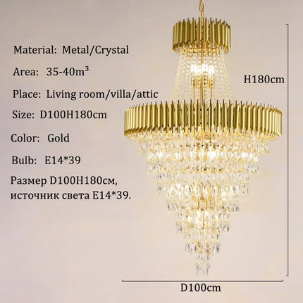 Lustre en cristal de luxe moderne pour villa et salon design Loft
