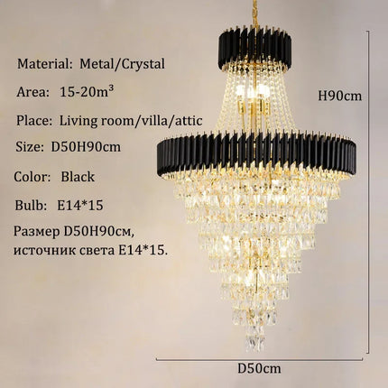 Lustre en cristal de luxe moderne pour villa et salon design Loft