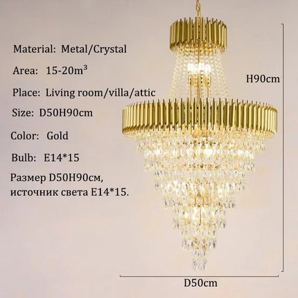 Lustre en cristal de luxe moderne pour villa et salon design Loft