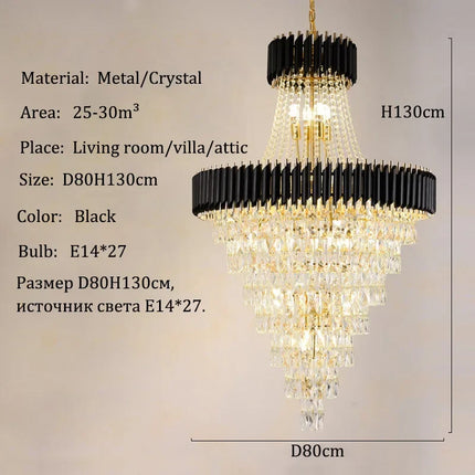 Lustre en cristal de luxe moderne pour villa et salon design Loft