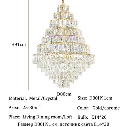 Lustre en cristal de luxe moderne pour salon, éclairage LED élégant