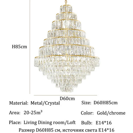 Lustre en cristal de luxe moderne pour salon, éclairage LED élégant