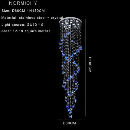 Lustre duplex creux rotatif en cristal style postmoderne pour hall