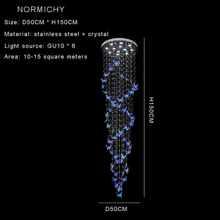 Lustre duplex creux rotatif en cristal style postmoderne pour hall