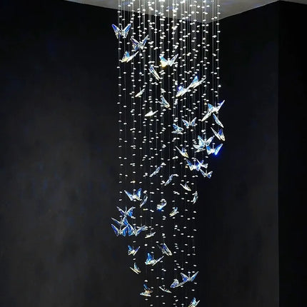 Lustre cristal K9 papillon design nordique pour salon et escalier