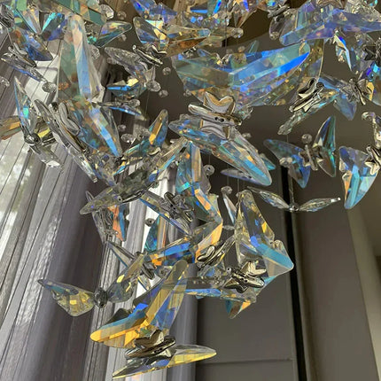Lustre cristal K9 papillon design nordique pour salon et escalier