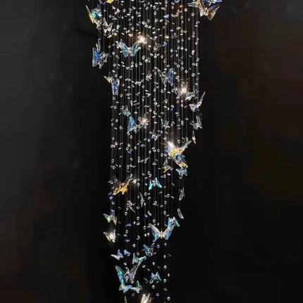 Lustre cristal K9 papillon design nordique pour salon et escalier