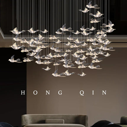 Lustre suspendu en verre et métal style moderne pour hall d’hôtel