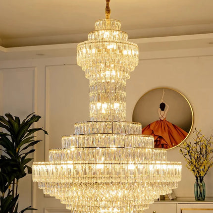 Lustre en cristal de luxe moderne pour salon et villa, éclairage LED élégant
