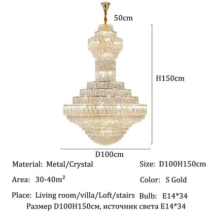 Lustre en cristal de luxe moderne pour salon et villa, éclairage LED élégant