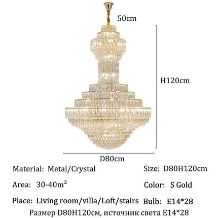 Lustre en cristal de luxe moderne pour salon et villa, éclairage LED élégant