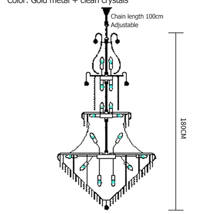 Lustre suspendu en cristal européen pour salon et escalier, lumière chaude ajustable