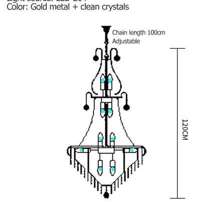 Lustre suspendu en cristal européen pour salon et escalier, lumière chaude ajustable
