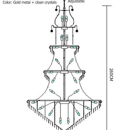 Lustre suspendu en cristal européen pour salon et escalier, lumière chaude ajustable