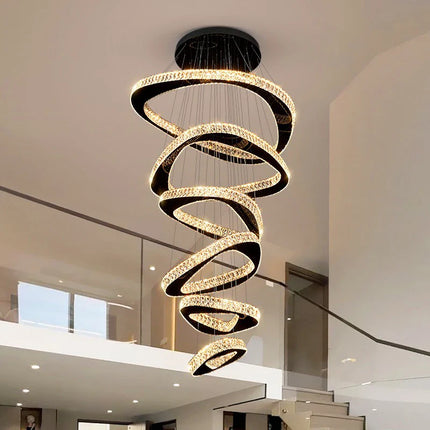Lustre moderne en cristal pour salon et salle à manger, lumière chaude réglable