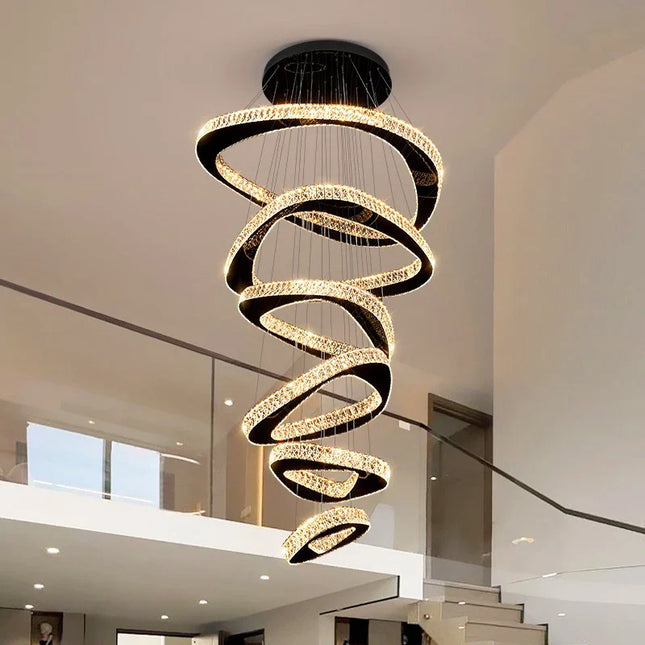 Lustre moderne en cristal pour salon et salle à manger, lumière chaude réglable