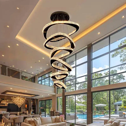 Lustre moderne en cristal pour salon et salle à manger, lumière chaude réglable