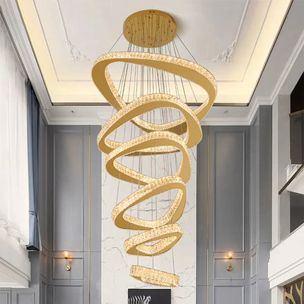 Lustre moderne en cristal pour salon et salle à manger, lumière chaude réglable