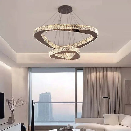 Lustre moderne en cristal pour salon et salle à manger, lumière chaude réglable