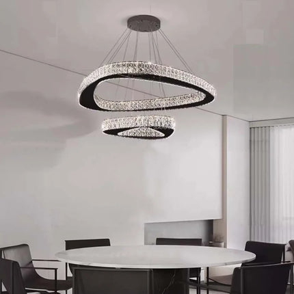 Lustre moderne en cristal pour salon et salle à manger, lumière chaude réglable