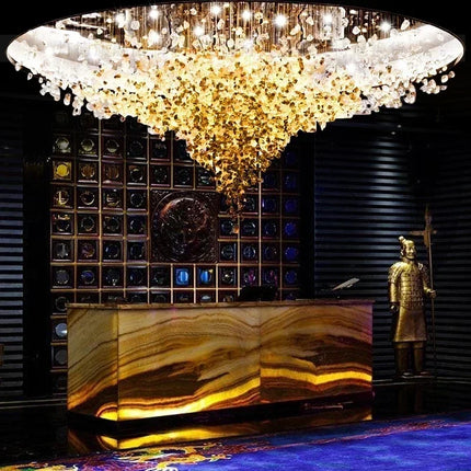 Lustre LED en cristal moderne en pierre de verre pour escalier et villa