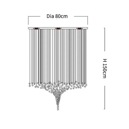 Lustre LED en cristal moderne en pierre de verre pour escalier et villa