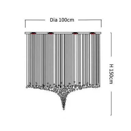 Lustre LED en cristal moderne en pierre de verre pour escalier et villa