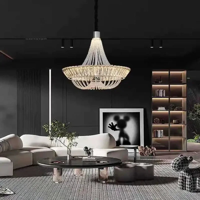 Lustre suspension en cristal américain chrome doré pour salon et restaurant