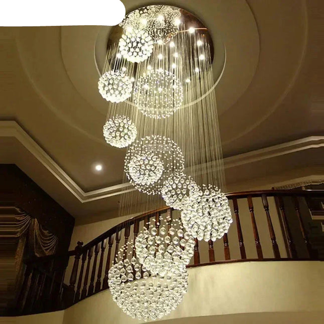 Lustre moderne boule de cristal LED design luxe pour salon