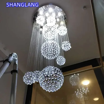 Lustre moderne boule de cristal LED design luxe pour salon