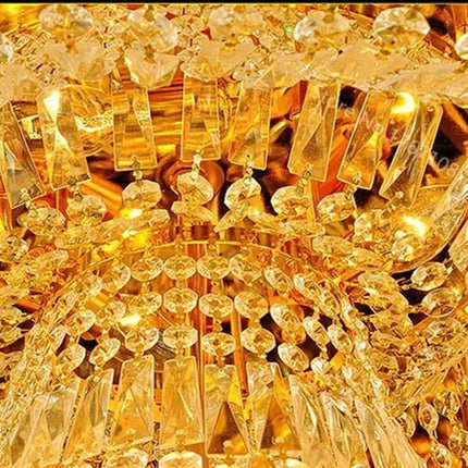 Lustre circulaire doré en cristal Rmy-0116 pour salon et hôtel 1,2-1,5 m