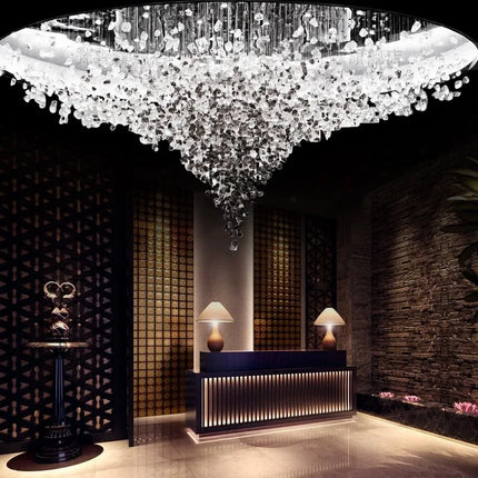 Lustre LED moderne en cristal pour escalier et salon, lumière chaude