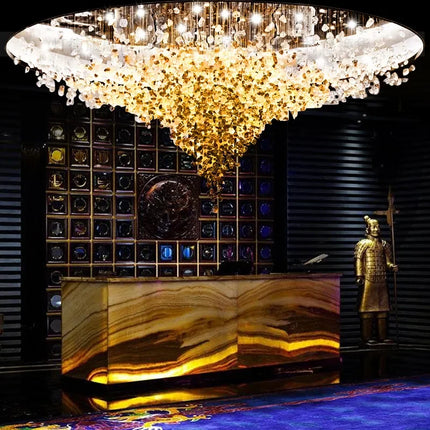 Lustre LED moderne en cristal pour escalier et salon, lumière chaude