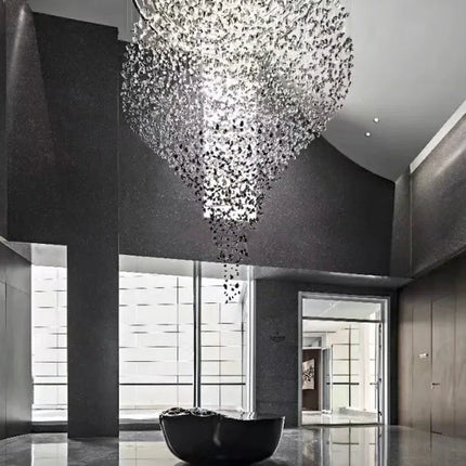 Lustre LED moderne en cristal pour escalier et salon, lumière chaude